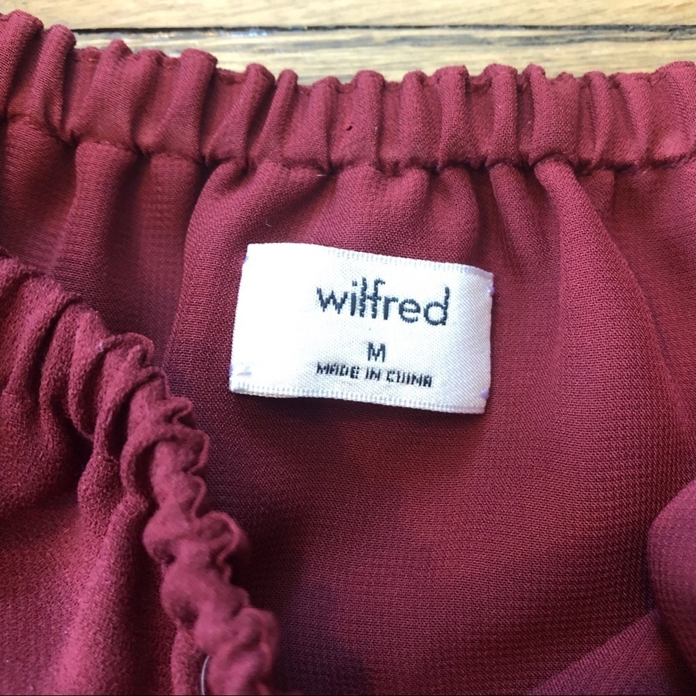 Wilfred Aritzia Orly Off-Shoulder Burgundy Wine Blouse | M - Picture 3 of 5